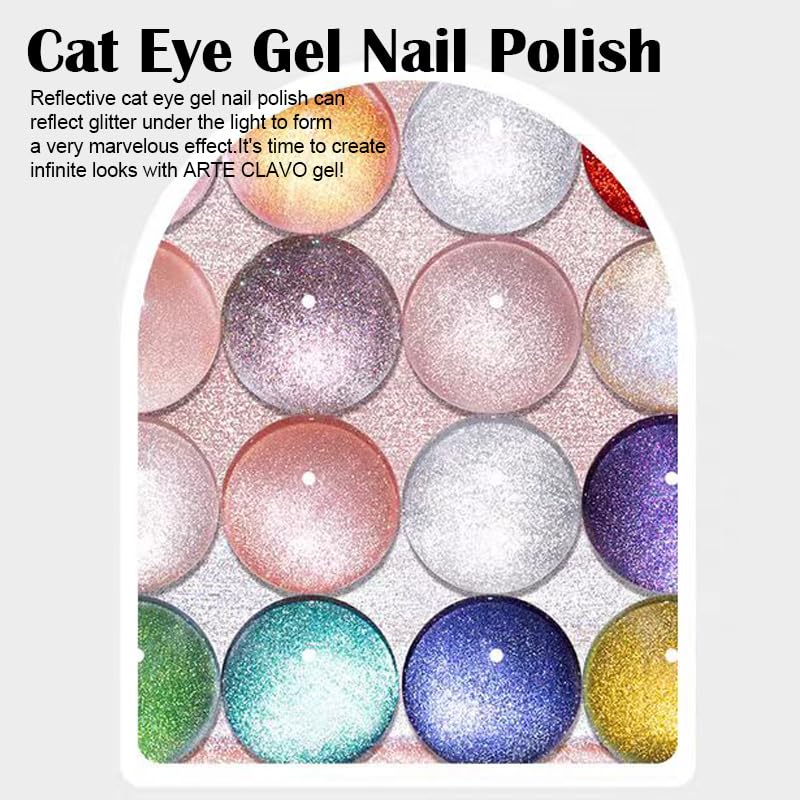Arte Clavo 10ml Holographic Glitter Jelly Pink Cat Eye Gel Polish Set of Pink Colors with Free Magnet UV LED Soak Off Nail Polish DIY Manicure Nail Salon Varnish 6009… - Image 9