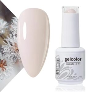 Arte Clavo 15ml Jelly Nude Gel Nail Polish, Milky Nude Gel Polish for UV Light Nail Art DIY Manicure and Pedicure at Home UV LED Cured 0.5 fl oz (Milky White Gel Polish) 1423……