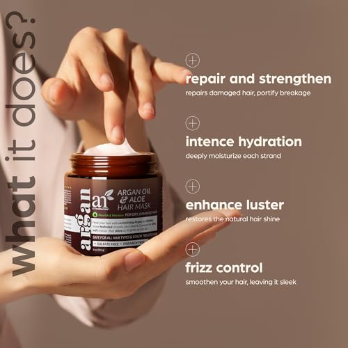 Artnaturals Argan Hair Mask Conditioner - (8 Oz/226g) - Deep Conditioning Treatment - Organic Jojoba Oil, Aloe Vera & Keratin - Repair Dry, Damaged, Color Treated, Natural Hair Growth - Sulfate Free - Image 3