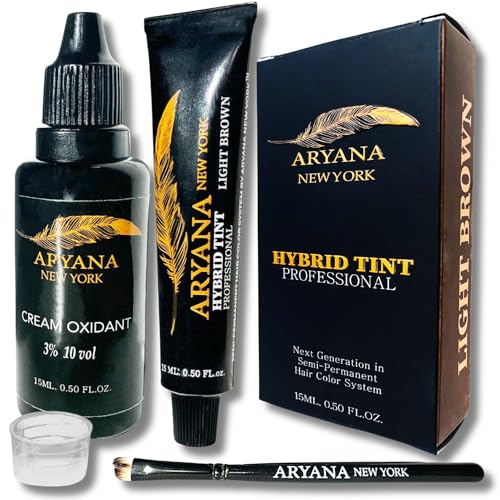 ARYANA NEW YORK Hybrid Color Professional Kit | For Professional Spot Coloring | Cream Hair Color With Natural Effect (LIGHT BROWN)