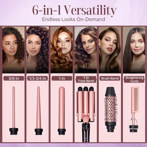 Asani 6-in-1 Interchangeable Curling Iron Wand Set Fast Heating Travel Curler 1 Inch Barrels - Image 2