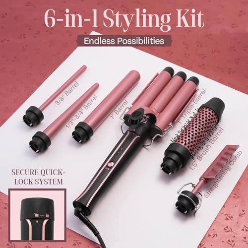 Asani 6-in-1 Interchangeable Curling Iron Wand Set Fast Heating Travel Curler 1 Inch Barrels - Image 3