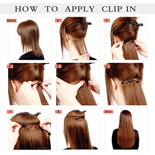 Asteria Hair Clip In Hair Extensions Real Human Hair for Women Highlights Chocolate Brown to Caramel Blonde Colored Hair Extensions Straight Hair 7pcs 120g 20 Inch Clip In Human Hair Extensions - Image 6