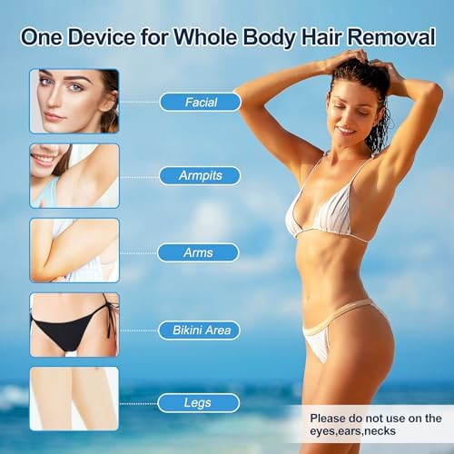 at-Home Hair Removal for Women and Men, Permanent Painless Best Hair Remover Device Whole Body Facial Armpits Back Legs Arms Face Bikini Line, Corded (XL) - Image 2