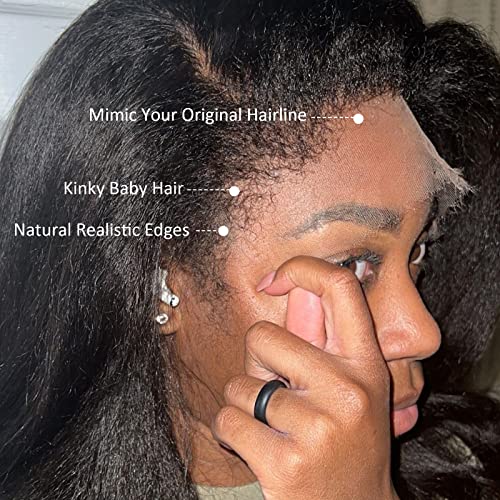 Atina Hair 14 Inch Kinky Straight Lace Front Wig Pre-Plucked Bleached Knots - Image 3