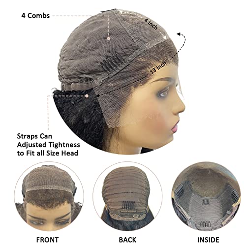 Atina Hair 14 Inch Kinky Straight Lace Front Wig Pre-Plucked Bleached Knots - Image 5