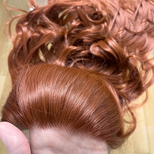Auburn Bob Wavy Lace Front Wigs Black Widow Short Copper Red Synthetic Wigs Heat Resistant Hair Natural Hairline with Glueless Wig for Cosplay (Copper Red) - Image 8