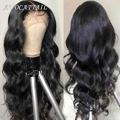 AUOCATTAIL Long Wavy Lace Front Wig Glueless 180% Density HD Transparent Lace Frontal Wigs Pre Plucked for Brazilian Virgin Human Hair Baby Hair Black Women 30 Inch - Image 3