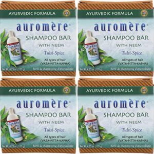 Auromere Ayurvedic Vegan Shampoo Bar Set - 4 Bars, 4.23 oz Each