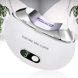 Automatic Electric Nail Clipper with 3-Speeds Levels and Nail Clip Storage, LCD Digital Display, USB Rechargeable Safety Electric Nail Trimmer Suitable for Babies,Children, Adults and Seniors(White)