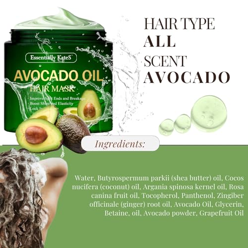 8 Fl Oz Avocado Oil Hair Mask for Intensive Repair and Conditioning Treatment - Image 3