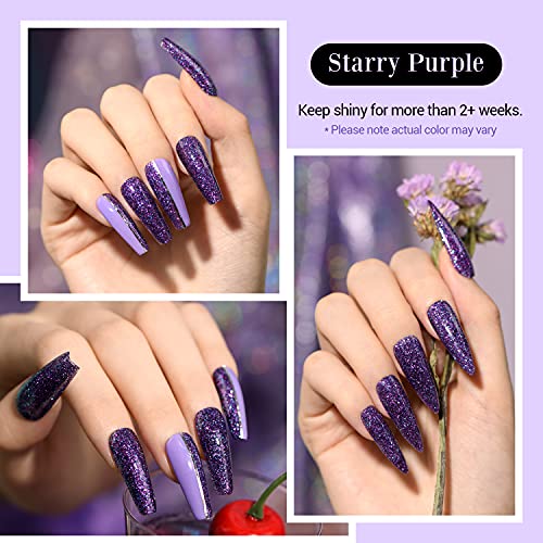 AZUREBEAUTY Dark Purple Glitter Nail Dip Powder 1 Oz for DIY French Manicure - Image 2