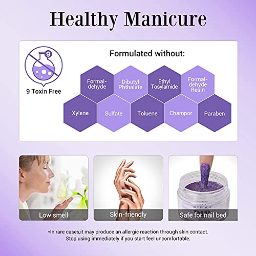 AZUREBEAUTY Dark Purple Glitter Nail Dip Powder 1 Oz for DIY French Manicure - Image 7