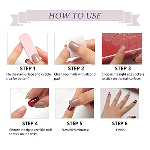 BABALAL French Press on Nails, 24Pcs Pink Fake Nails Medium Square Full Cover Acrylic Nail Tips for Women and Girls - Image 8