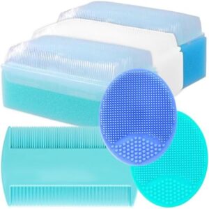 Baby Cradle Cap Treatment Kit | Baby Cradle Cap Brush for Babies - Baby Bath Essentials | Cradle Cap Comb & Baby Bath Sponge (Set of 6)