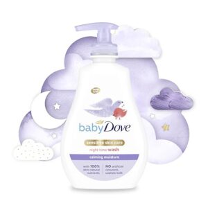 Baby Dove Calming Moisture Sensitive Skin Night Time Wash, 3 Pack Hypoallergenic and Tear-Free Bath Wash, Scented, Suitable for Newborns, 400 ml (3x 13.52 oz)