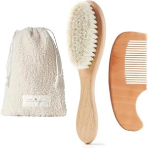 Baby Hair Brush Set – Soft Baby Brush Set for Newborns, Baby Comb and Brush Set Girl and Boy, Toddler Hair Brush and Toddler Comb - Baby Gift Set