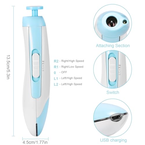 Baby Nail Trimmer Electric - 8 in 1 Rechargeable Baby Nail Filer with Led Light Trim and Polish Set for Newborn Baby Infant Toddler Kids Fingernails Care 8 Grinding Heads - Image 5