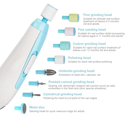 Baby Nail Trimmer Electric - 8 in 1 Rechargeable Baby Nail Filer with Led Light Trim and Polish Set for Newborn Baby Infant Toddler Kids Fingernails Care 8 Grinding Heads - Image 2