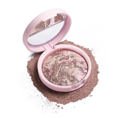 Baked Contour Powder, Natural Glow Coverage Baked Bronzer, Powder Blush Palette, Highlighting Bronzer Powder Makeup, Brighten Color, Multipurpose Contour Palette #2 Medium