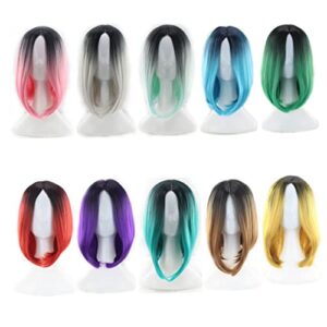 balacoo Kids Wigs Gradient Wig Wigs for White Women Synthetic Fake Hair Bob Lace Front Wigs Human Hair Straight Human Hair Wigs Womens Wigs Bob Wig Hair Accessories Straight Hair Miss