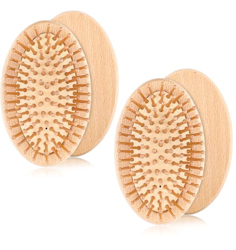2-Piece Bamboo Scalp Massager and Hair Brush Set for Enhanced Hair Growth and Detangling
