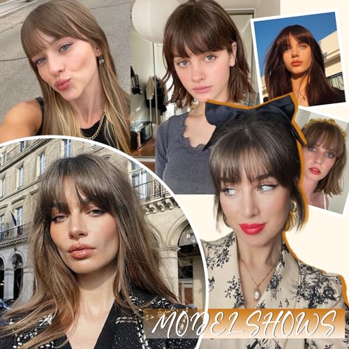 Bangs Hair Clip in Bangs-100% Human Hair Clip On Bangs Dark Brown Clip in Bangs Real Human Hair Fake Bangs Hair Clip In Hair Extenisons With Temples Hairpieces For Women - Image 6