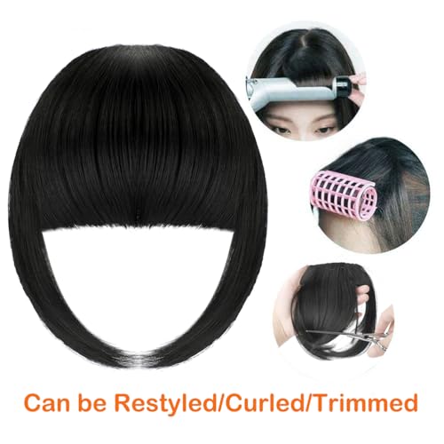 Bangs Hair Clip in Extensions French Bang Natural Full Fake Bangs Straight Fringe Hairpieces with Temples for Women Daily Wear Wigs Dark Brown - Image 6