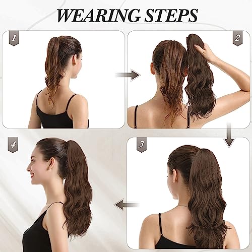 BARSDAR 20 In Ponytail Extension, Claw Clip Ponytail Hair Extensions Long Wavy Black Synthetic Clip in Pony Tails Hairpieces for Women Girls Daily Party Halloween (Natural Black) - Image 6