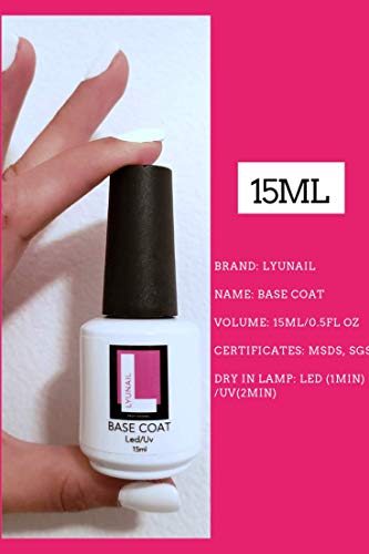 BASE COAT for Gel manicure or pedicure, gel nail polish, large volume 15ml bottle (0,5 fl oz), Base and No Wipe Top coat Soak Off UV LED for long lasting manicure, nail Strengthen - Image 2