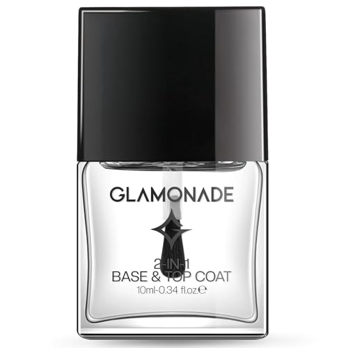 Base Top Coat Nail Polish: 2 in 1 Clear Quick Dry Nail Polish Color Protection Long Lasting Shine Polish Resists Smudging Chipping Fading Nail Polish for Women Gift Salon Quality Fast Dry 0.34 FL Oz