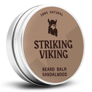 Beard Balm for Men - Leave in Beard Conditioner - Beard Styling Balm Made of Natural & Organic Beard Butter, Argan & Jojoba Beard Oils - Strengthens & Softens Beards - Sandalwood, 2 Ounce (Pack of 1)