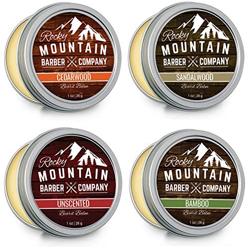 Beard Balm Variety Pack - 4 Beard Balm Samples (1 oz each) Made with Natural Oils, Butters & Rich in Vitamins & Minerals - Argan Oil, Shea Butter, Coconut Oil, & Jojoba Oil