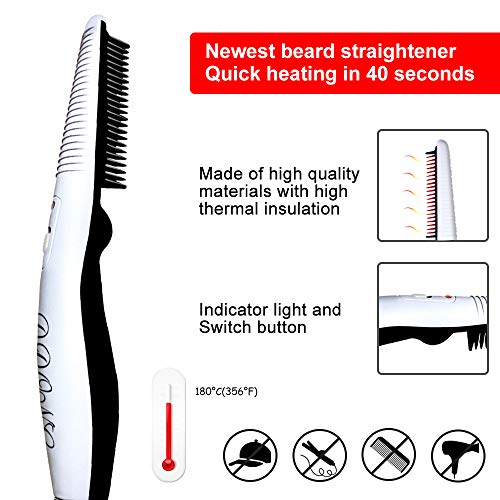 Beard Straightener Comb,Hot Comb,Quick Electric Heated Brush Beard Styler for Men, Travel Portable Styling Comb beard iron, Beard Straightening Brush - Image 3