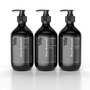 Beau Brummell for Men | Shower Essentials Bundle | Shampoo + Conditioner + Body Wash 16.9 OZ Bottles