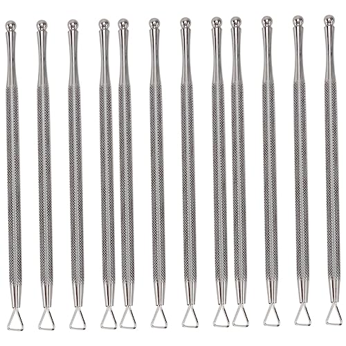 Beaupretty 12 Pcs Nail Cuticle Scraper Orange Sticks for Nails Nail Stickers Nail Polish Pusher Nail Polish Removal Cuticle Remover Gel Nail Peeler Scraper Tools Remover Stainless Steel