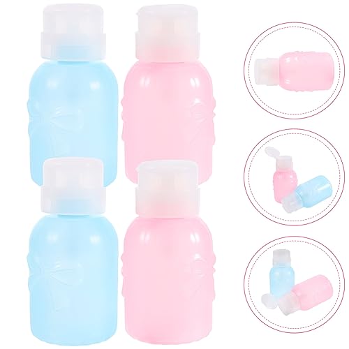 Beaupretty 4pcs Pink Nail Polish Alcohol Nail Oil Pump Dispenser Nail Polish Remover Makeup Remover Container Manicure Tools Resurrection Water Squeeze Bottle With Lock Travel Liquid Pump - Image 8