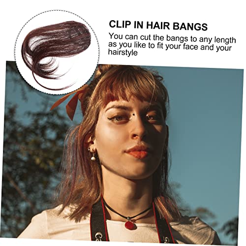 Beaupretty Piece Clip in Hair Bangs Wig with Bangs Side Hair Extension Clip on Clip in Hair Extensions Real Human Hair Black Hair Clips Hair Toppers for Thinning Hair Front Small Women's - Image 3