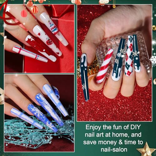 Beautilux 12 Piece Hema-Free Gel Nail Polish Kit Red Black White Glitter DIY Nail Art - Image 5