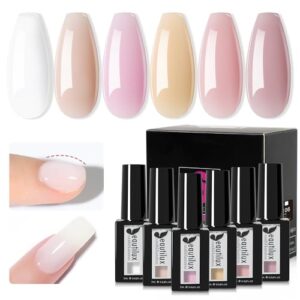 beautilux Builder Base Gel Nail Polish, 5 in 1 HEMA-FREE 6 Colors Builder Nail Gel for Nails Extension Nail Strengthener Soak Off UV Gel Polish, 6 Pcs*7ml