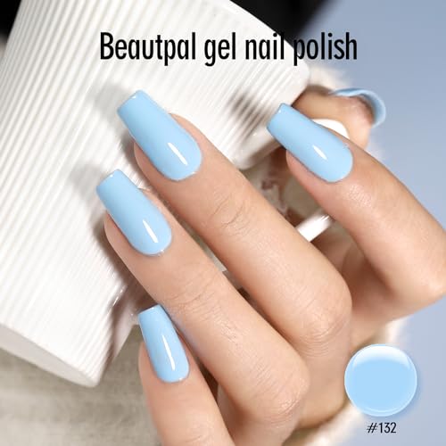 BEAUTPAL Blue Gel Nail Polish 15ML Soak Off UV LED Pastel Gel Polish Nail Art Manicure Salon DIY at Home, Color 132 Light Blue - Image 3