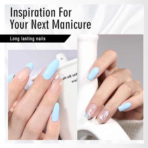 BEAUTPAL Blue Gel Nail Polish 15ML Soak Off UV LED Pastel Gel Polish Nail Art Manicure Salon DIY at Home, Color 132 Light Blue - Image 4