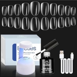 Beetles 23Pcs Pastel Gel Nail Polish Kit with Beetles Gel Nail Kit Short Oval Easy Nail Extension Set with 500Pcs Soft Gel Nail Tips