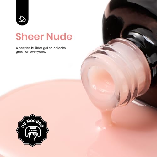 Beetles Builder Gel for Nails, 5 in 1 Builder Strengthener Gel Nude Color Hard Gel Jelly Gel Beige Gel Building Extension Nail Gel Cover Gel Nail Salon DIY Manicure Nail Art Design - Image 3