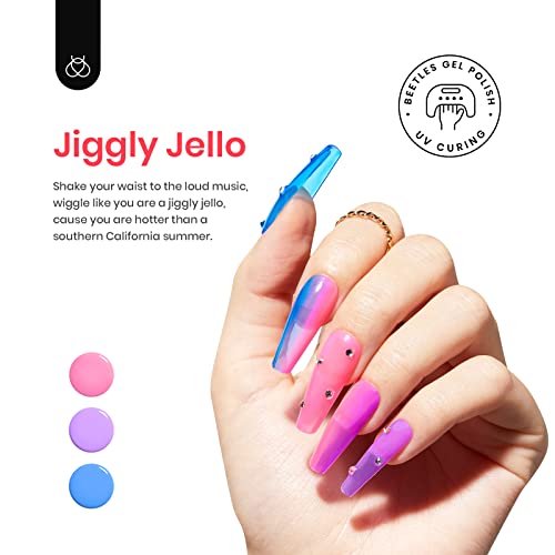 Beetles Charming Diva Gel Polish Starter Kit Snow White Soft Pink Manicure with Led Nail Lamp Base Top Coat & Summer Jelly Tint Neon Gel Translucent Sheer Red Hot Pink Purple Bright Blue Yellow Set - Image 6