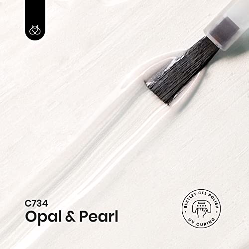 Beetles Gel Nail Polish, 1 Pcs 15ml Pearl White Shell Pearlescent Gel Polish Pearl Shimmer Gel Soak Off Nail Art Manicure Salon Nail Design Nail U V LED Lamp Needed Home DIY Manicure - Image 2
