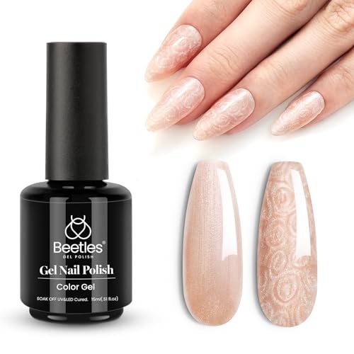 Beetles Gel Nail Polish 1 Pcs 15ml Shimmer Gold Gel Polish Pearlescent Champagne Gel Nail Polish Chrome Gel Nail Polish Soak Off Uv LED Nail Lamp Nail Art Manicure Salon DIY Home Nude Gel Polish