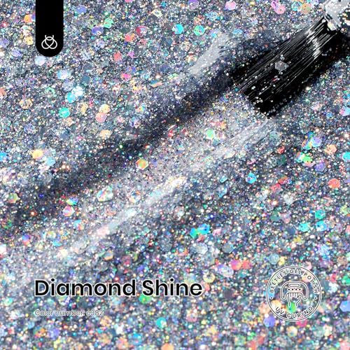 Beetles Gel Nail Polish Glitter Diamond Shine Nail Polish, 15ml Silver Chrome Gel Polish, Soak Off U V LED Nail Lamp Gel Polish Nail Long Lasting Highly Shine Art Manicure Salon DIY Home for Women - Image 2