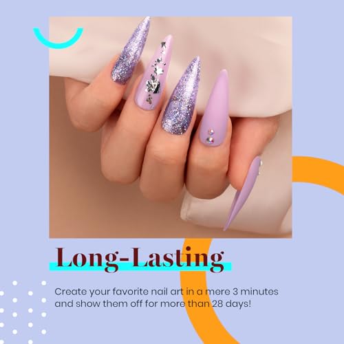 Beetles Gel Nail Polish Kit, 6 Colors Gel Polish Set Purple Glitter Spring Pastel Pink Nail Polish Soak Off U v LED Gel Nail Kit Diy Nail Art Manicure at Home Easter Gift for Women, 2024 New Trend - Image 2