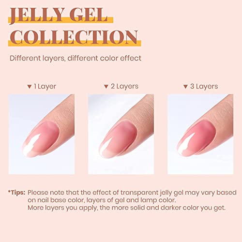 Beetles Gel Nail Polish Kit with U V LED Light 48W,6 Colors Jelly Milky White Sheer Pink Nude Gel Polish Starter Kit Manicure,Soak Off U V Gel Nail Polish Set Salon DIY Women‘s Day Gifts for Mom - Image 5